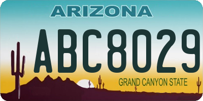 AZ license plate ABC8029