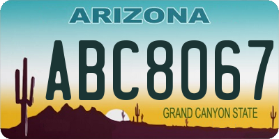 AZ license plate ABC8067