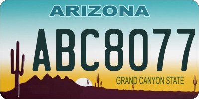 AZ license plate ABC8077