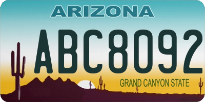 AZ license plate ABC8092