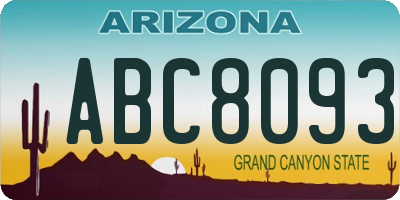 AZ license plate ABC8093