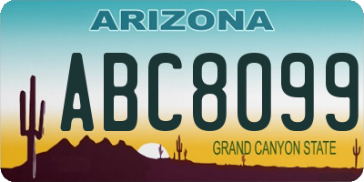 AZ license plate ABC8099