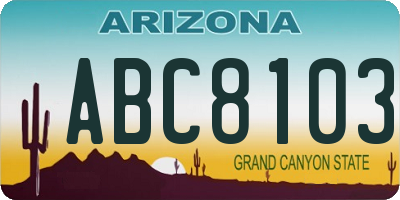 AZ license plate ABC8103