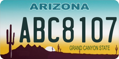 AZ license plate ABC8107