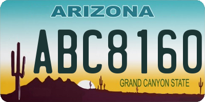 AZ license plate ABC8160