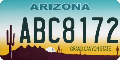 AZ license plate ABC8172