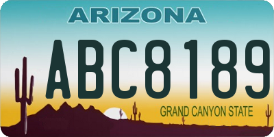 AZ license plate ABC8189