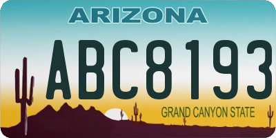 AZ license plate ABC8193