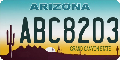 AZ license plate ABC8203