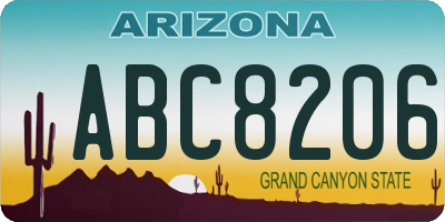 AZ license plate ABC8206