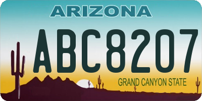 AZ license plate ABC8207