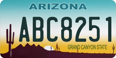 AZ license plate ABC8251