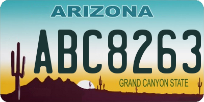 AZ license plate ABC8263