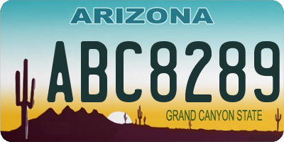 AZ license plate ABC8289