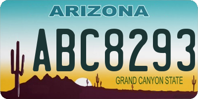 AZ license plate ABC8293