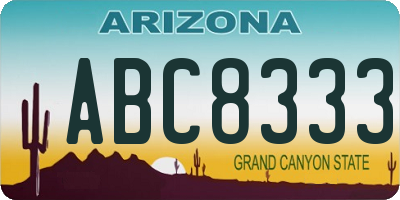AZ license plate ABC8333