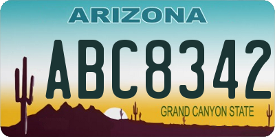 AZ license plate ABC8342