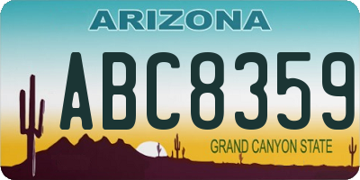 AZ license plate ABC8359