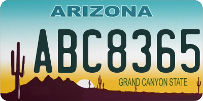AZ license plate ABC8365