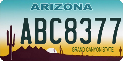 AZ license plate ABC8377