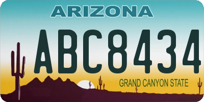 AZ license plate ABC8434