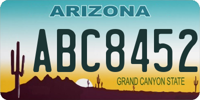 AZ license plate ABC8452