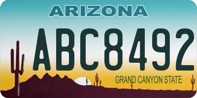 AZ license plate ABC8492