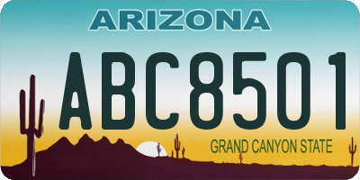 AZ license plate ABC8501