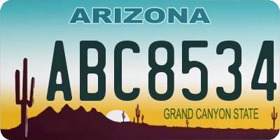 AZ license plate ABC8534