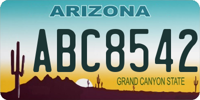 AZ license plate ABC8542
