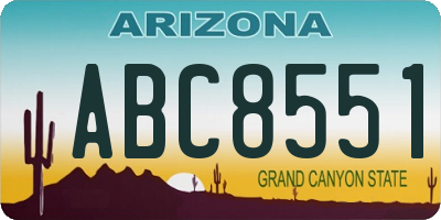 AZ license plate ABC8551