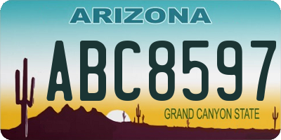 AZ license plate ABC8597