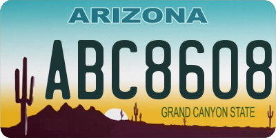 AZ license plate ABC8608