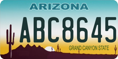 AZ license plate ABC8645
