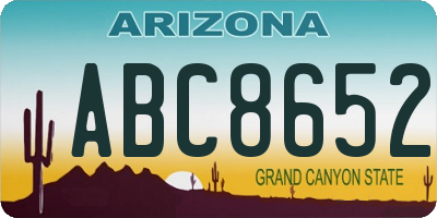 AZ license plate ABC8652