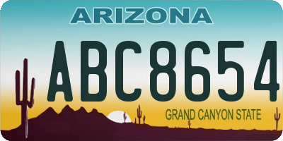 AZ license plate ABC8654