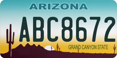 AZ license plate ABC8672