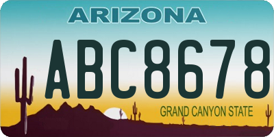 AZ license plate ABC8678