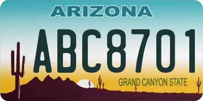 AZ license plate ABC8701