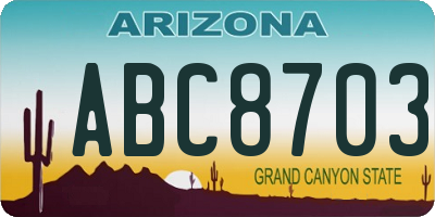 AZ license plate ABC8703