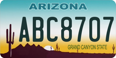 AZ license plate ABC8707