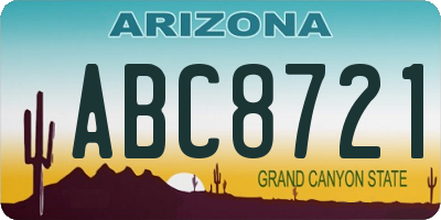 AZ license plate ABC8721