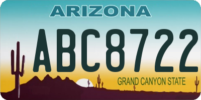 AZ license plate ABC8722