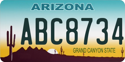 AZ license plate ABC8734