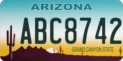 AZ license plate ABC8742