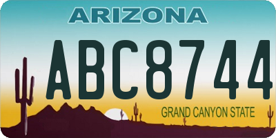 AZ license plate ABC8744