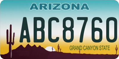AZ license plate ABC8760