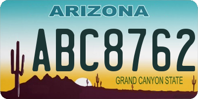 AZ license plate ABC8762