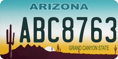 AZ license plate ABC8763