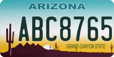 AZ license plate ABC8765